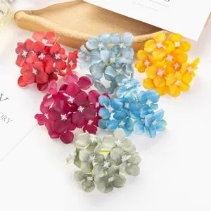 Colorful artificial silk hydrangea flower heads for DIY crafts, wedding decor and hair accessories.
