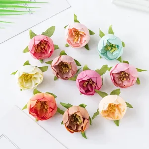 Künstliche Blütenköpfe Mehrfarbig Künstliche Rosen Pfingstrosen für Kränze Geschenkschachtel