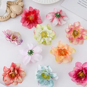 Cabezas de flores artificiales de seda coloridas para manualidades coronas DIY pelo