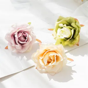 Artificial silk rose flower heads for wedding home decor DIY crafts arrangements 3pcs set