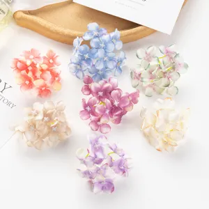 Colorful artificial silk hydrangea flower heads DIY craft accessories for wedding decor hair clips.