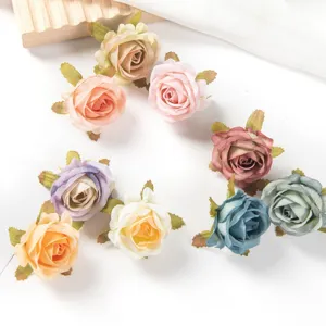 Vintage artificial rose flower heads for DIY handmade crafts wedding decor supply