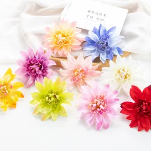 10cm künstliche Dahlien Blumen Köpfe Seidenblumen für Heimdekoration und Fotografie Requisiten