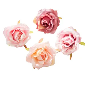 Artificial rose silk flowers for wedding home decor DIY crafts pink color 4 pieces set