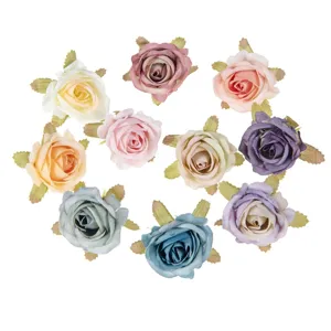 Vintage artificial rose flower heads silk flowers for DIY crafts, wedding decoration and gift box.