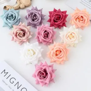 Artificial velvet rose flower heads for DIY crafts, wedding decoration and handmade brooches.