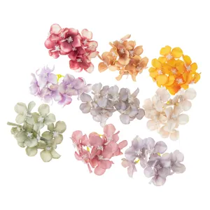 Artificial silk hydrangea flower heads for DIY crafts hair accessories wedding decor.