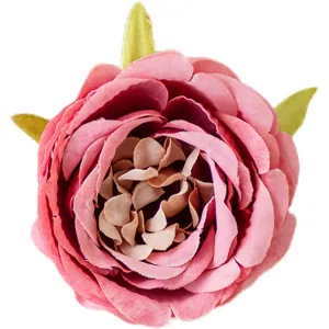 Artificial pink peony silk flower head for wedding decoration, DIY crafts and photography props.