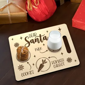 Christmas Treats Board Wooden Serving Tray Laser Engraved Festive Food Plate Home Party Table Decoration
