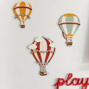 3 pcs suspension murale en bois montgolfière décoration chambre d'enfant vintage