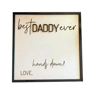 Wooden Father's Day sign DIY handprint board best daddy ever gift plaque rustic home decor
