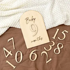 Set di targhe milestone per bambini in legno, accessori fotografici per la crescita mensile.