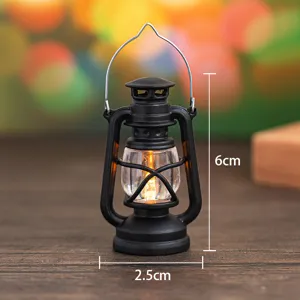 Mini LED night light retro lantern bedside decorative lamp warm lighting 6cm compact size