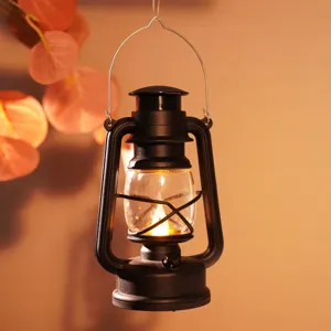 Vintage LED hanging lantern night light, battery operated bedside lamp for bedroom decor.
