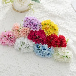 Artificial silk flower mini bouquets, colorful stamen craft material for wedding decor