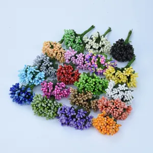 Colorful artificial berries stamen bunches for DIY wedding favor box wreath handmade crafts