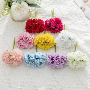 Colorful artificial silk flower bundles stamen craft materials for DIY wedding wreath decor.