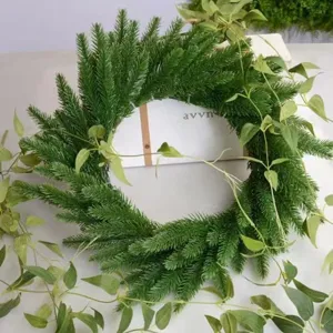 Artificial Pine Needle Wreath Christmas Decor Green Simulation Plant Hanging Garland DIY