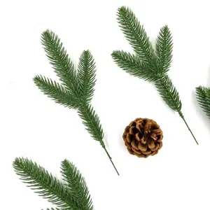 Artificial pine needles and pine cones set, perfect for Christmas tree decor and holiday crafts.