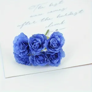 6 heads blue artificial peony silk flowers DIY home wedding decoration photo props