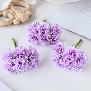 Purple artificial silk flower bouquets for wedding decoration wreath DIY crafts details