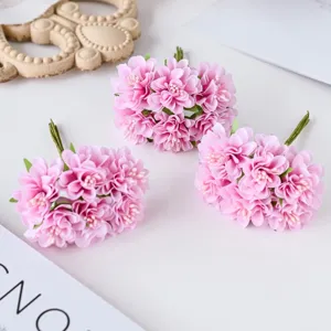 Pink artificial silk flower bouquets mini floral bundles for craft wreath wedding decor 3pcs