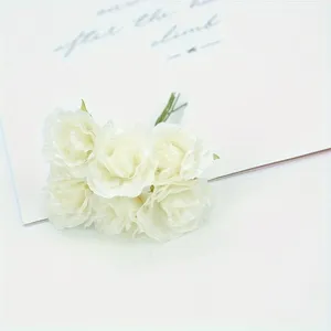 6-head small peony artificial silk flowers white for wedding home decor and DIY photo props