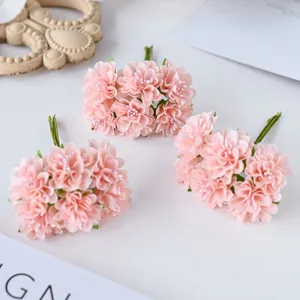 Pink artificial silk flowers small bouquets for DIY craft wedding wreath decoration material