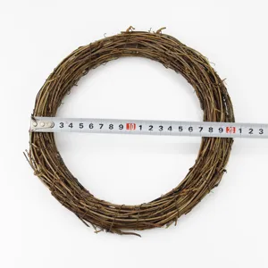 Guirnalda de vid natural corona navideña rústica hecha a mano para decoración de bodas detalles.