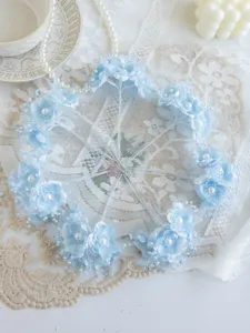 Hellblaue künstliche Blumen Haarnadeln mit Perlen, ideal für DIY Braut Haarschmuck.