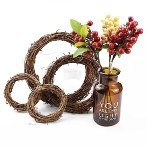 Corona De Navidad De Ratán Natural Hecha A Mano Anillo De Vid Artesanía DIY Para Boda Campestre Decoración De Fiesta En El Hogar