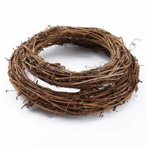 Corona de vid natural para decoración navideña, aro floral rústico de bricolaje para bodas.