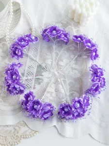 Lila künstliche Blumen Perle Haarnadel DIY handgemachte Hochzeit Braut Haarschmuck Material.