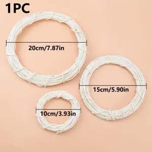 White rattan ring for DIY wreath making, natural vine material, multiple sizes available.