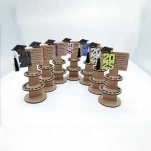 2025 Portamonedas de graduación de madera Regalo de graduación soporte para tarjetas de fiesta