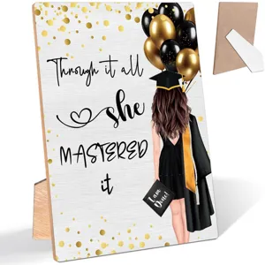 Wooden graduation plaque desktop ornament table sign party decor gift for graduates class of 2024.