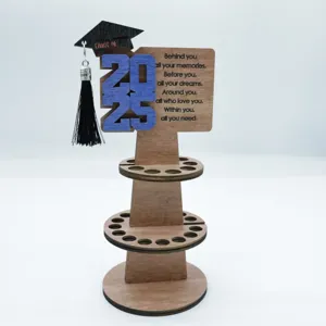 Caja de regalo de dinero de graduación de madera con borla decoración de mesa de fiesta