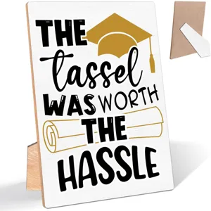 Wooden graduation sign desk decor, perfect graduation gift and party decoration item.