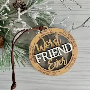 Funny wooden friend Christmas hanging ornament novel holiday party decor gift sign item