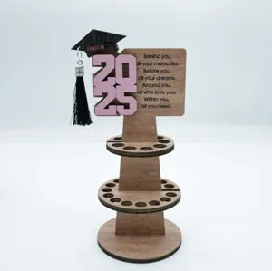 Soporte de madera para dinero 2025 Decoración de graduación Exhibidor de múltiples niveles