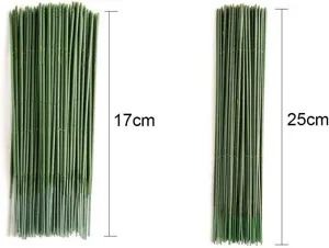 Tallos de alambre floral verde para arreglos florales artificiales, 17cm y 25cm de largo.