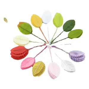 Artificial colored wire leaves for DIY flower wreaths, wedding craft accessories assortment