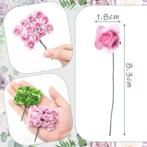 Artificial paper roses for DIY crafts, wedding candy boxes, and handmade wreaths. 1.8cm.