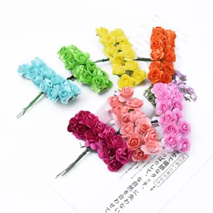 Artificial mini paper roses DIY craft flowers for wedding party favors and handmade garlands.