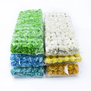 Colorful artificial foam roses packed in clear bags, perfect for DIY garlands and crafts.