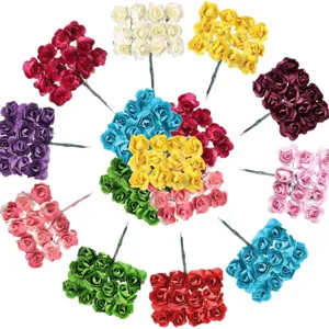 Colorful artificial paper roses flower bunches for DIY garlands and wedding crafts supplies