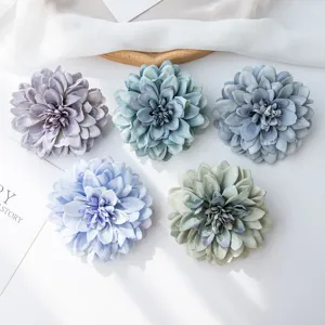 Artificial dahlia flower heads, assorted colors fabric chrysanthemums for wedding and craft decor.