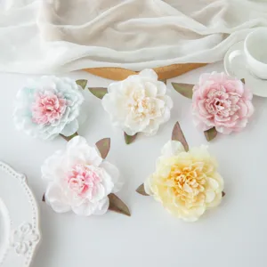 Têtes de fleurs artificielles pivoine rose pour bricolage, mur de fleurs mariage, soie.