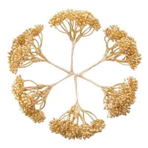 Goldene künstliche Blumenstaubblätter Beeren Stiele DIY Handgemachte Brautkranz Zubehör