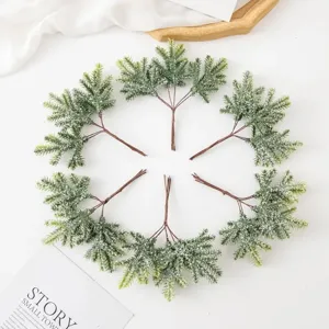 Artificial pine branches frosted cedar twigs Christmas tree accessories wreath decor 6pcs
